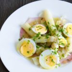 White Asparagus Salad with Boiled Egg and Ham