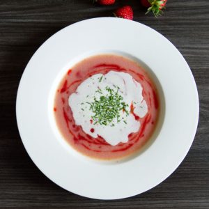 White asparagus and strawberry soup