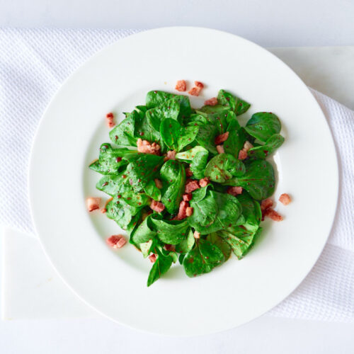 Traditional German Lamb's Lettuce Salad with Bacon