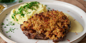 German Senfrostbraten - Rib Eye Steak and Mustrad Crust