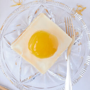 german sunny side up cake German Fried Egg Cake - Sunny Side Up Cake for Easter A slice of Fried Egg Cake
